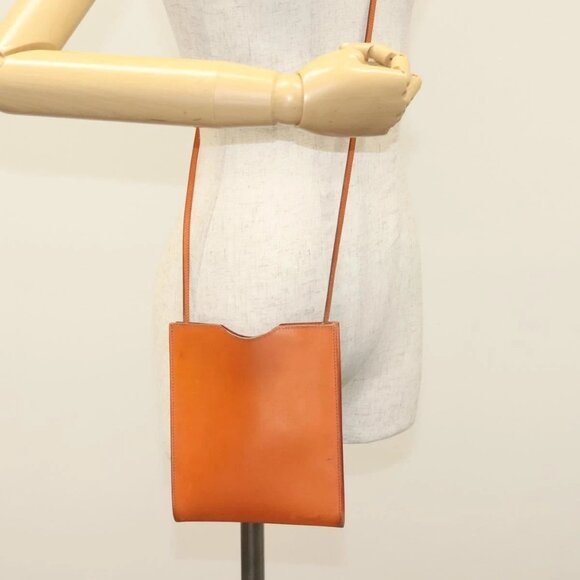 HERMES Omenitu Shoulder Bag Leather Orange Auth BA4408 - Picture 1 of 15